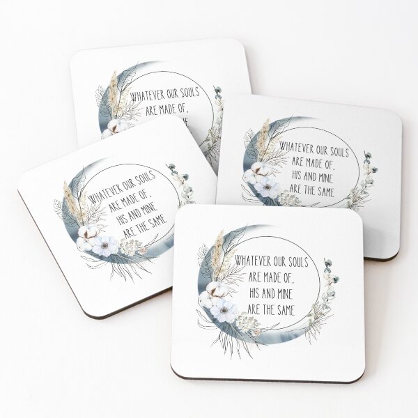 Item preview, Whatever our souls are made of his and mine are the same, Emily Bronte quote with a boho floral moon frame designed and sold by Auntieck.