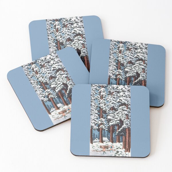 Item preview, Japanese woodblock printing  Of Cedar Tree-Lined Road at Nikko By Hiroaki Takahashi,Winter,Snow,Vintage, Blue ,woodcut,Japan,Ukiyo,vintage, painting,nature, soriental designed and sold by Tamas Das.
