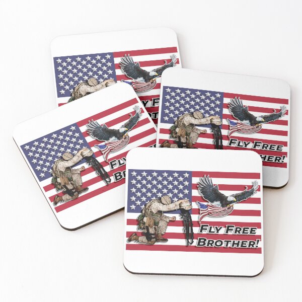 Item preview, Kneeling Soldier Flag Fly Free Brother designed and sold by DonaldsGraphics.