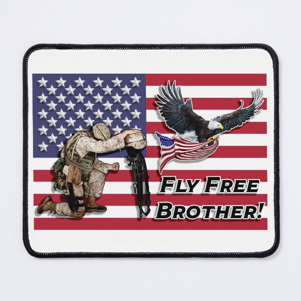 Item preview, Kneeling Soldier Flag Fly Free Brother designed and sold by DonaldsGraphics.