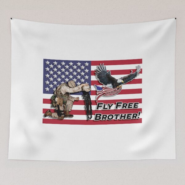 Item preview, Kneeling Soldier Flag Fly Free Brother designed and sold by DonaldsGraphics.