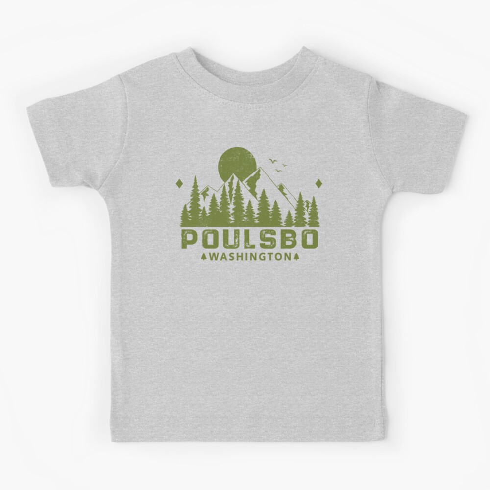 Kids Unisex Poulsbo Viking Ship Mountains Modern T-Shirt Children's Tee