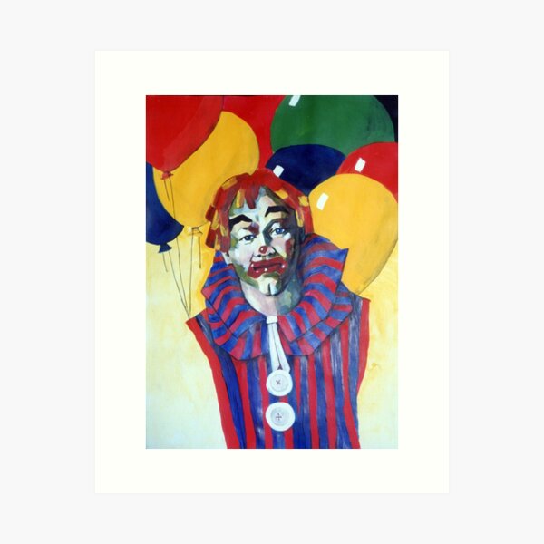 Item preview,  Rainbow Clown with Balloons- Painting by Avril Thomas Adelaide Artist designed and sold by AvrilThomasart.