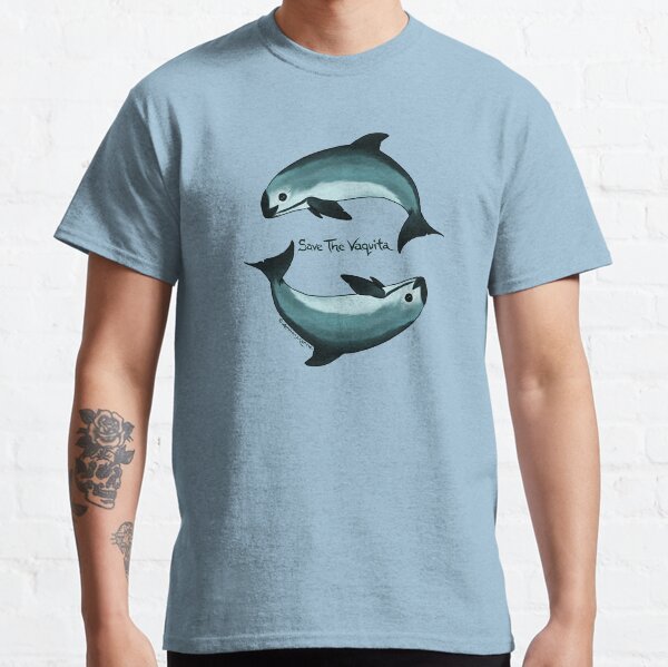 "Spiraling" vaquita porpoise by artist Amber Marine (Copyright 2015) ~ vaquita art, critically endangered species Classic T-Shirt