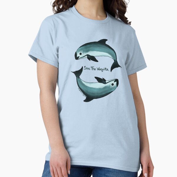 "Spiraling" vaquita porpoise by artist Amber Marine (Copyright 2015) ~ vaquita art, critically endangered species Classic T-Shirt