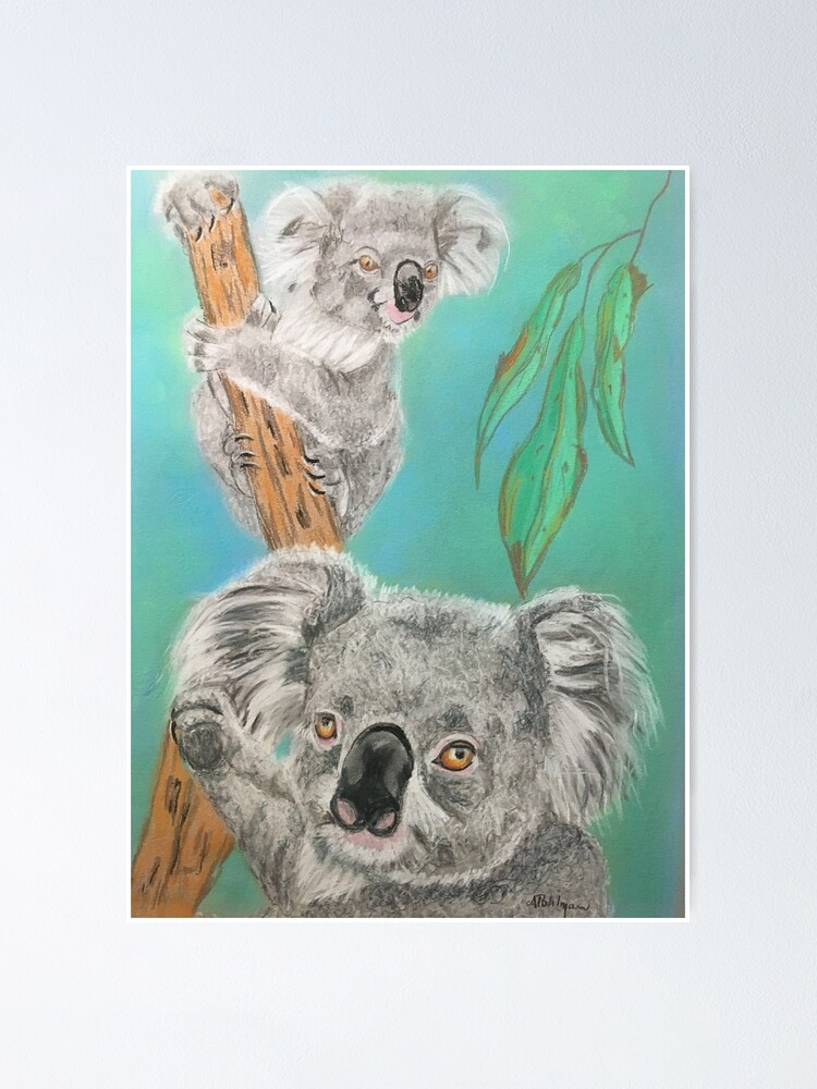 "Koala Mates Clinging to a Tree Stump" Poster by pohlma Redbubble