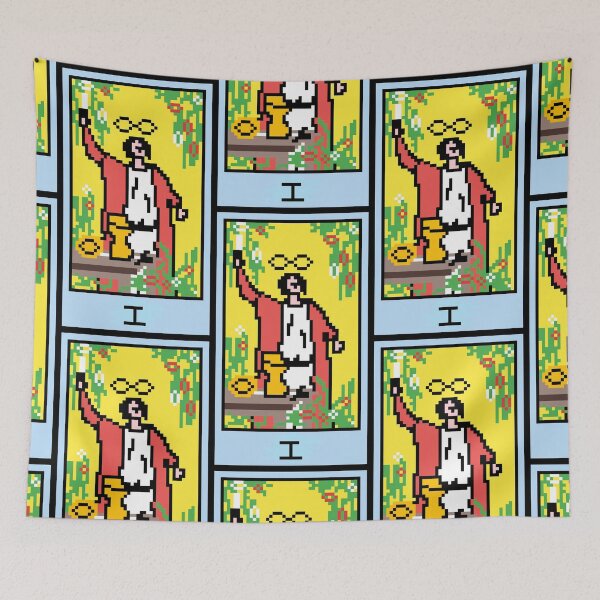 Item preview, Wait, is this pixel art tarot? Black - Major Arcana 'The Magician' (Design for T-shirt, stickers and other accessories) designed and sold by Pixel Waite.
