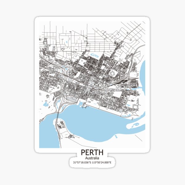 Item preview, Perth Capital City Western Australia Map, Australian Minimalist Home Decor, Perth Boorloo Map designed and sold by SirajDecors.