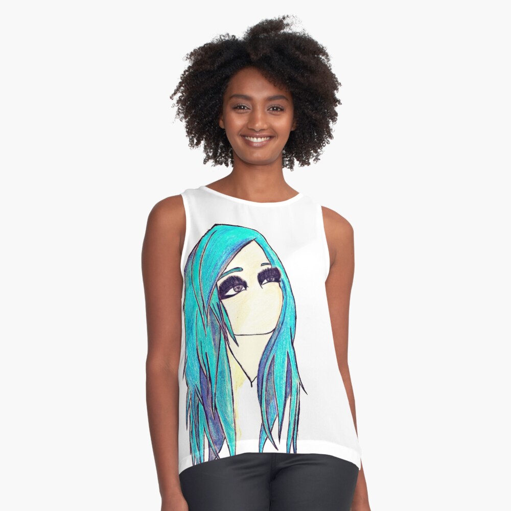 Blue Hair Emo Girl Sleeveless Top By Elekairi Redbubble