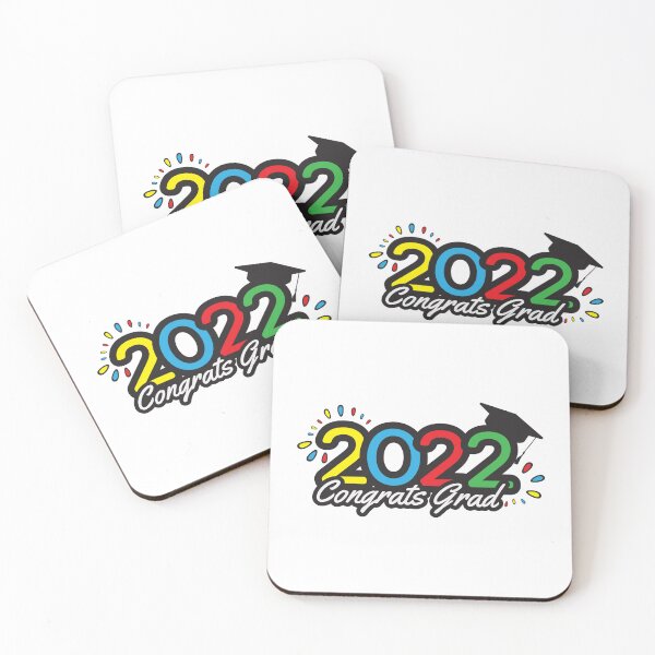 Item preview, Class of 2022 colorful banner, Yellow Blue Red Green numbers, academic cap and Congrats grad greeting on White background designed and sold by sigdesign.