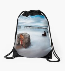 Abandoned Piers, Hartlepool Drawstring Bag