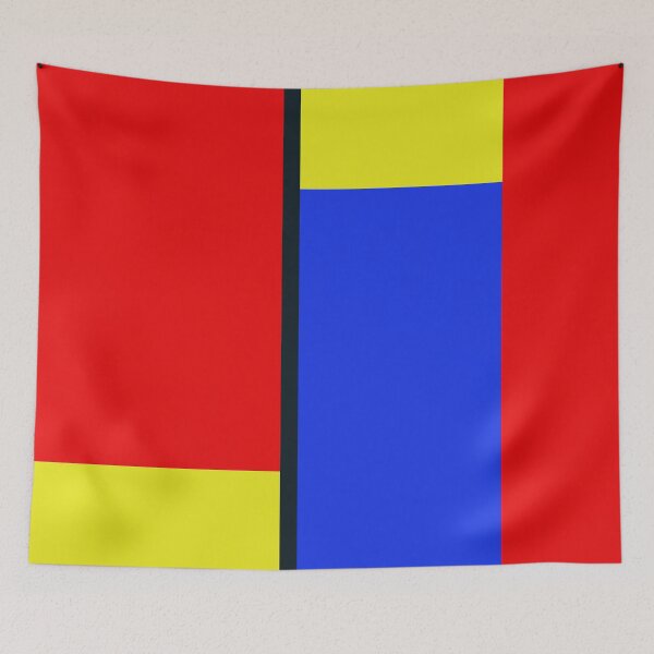 Item preview, red blue and yellow retro minimalist geometrical art designed and sold by pauloneill-art.