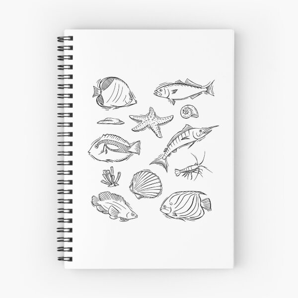 Item preview, Black Marine Animals Lineart designed and sold by Aruna25.