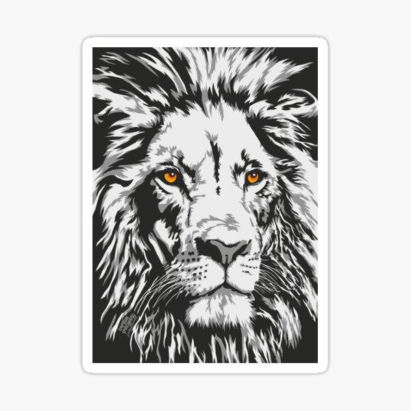 Portrait lion N&B - Print Sticker