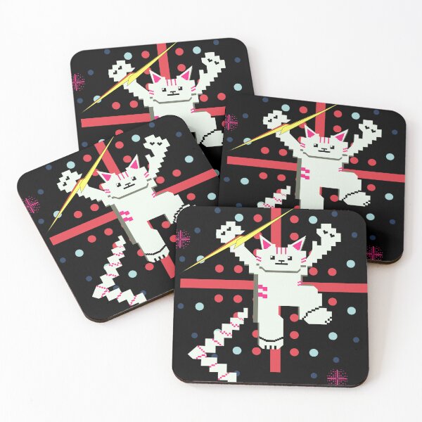 Item preview, Cat Lightning Retro Gaming Snow Pink Stripes designed and sold by HCreatives.