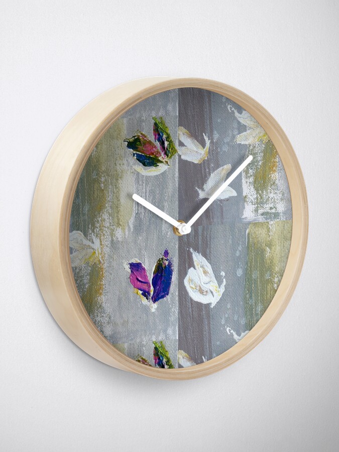 Alternate view of Beautiful butterflies.Impressionism Clock