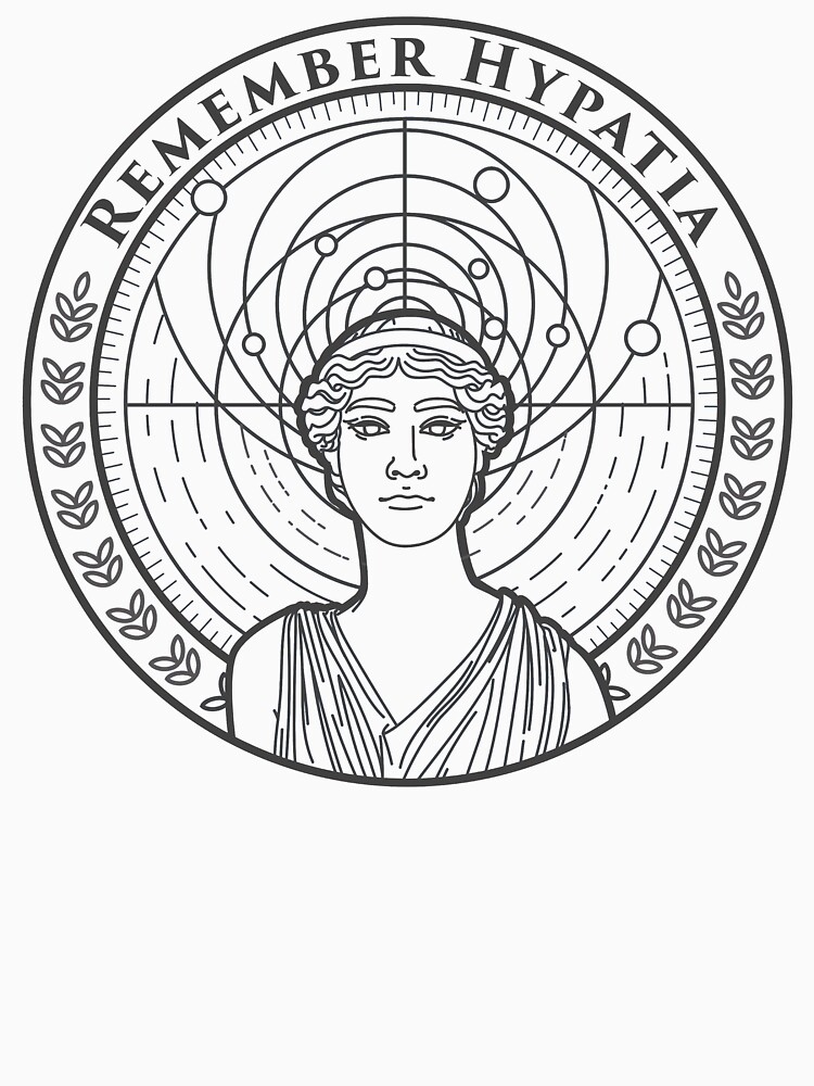 Thumbnail 7 of 7, Classic T-Shirt, Remember Hypatia - Black on White designed and sold by doriangreyscale.
