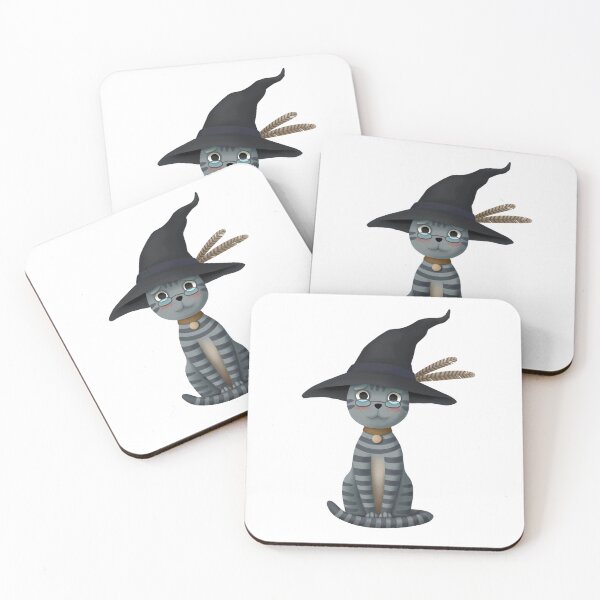 Item preview, Cute cartoon cat Professor McGonagall in a witch hat with feathers designed and sold by Kyb4ik.
