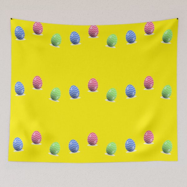Item preview, Colorful chevron Easter eggs on yellow designed and sold by tetibright.