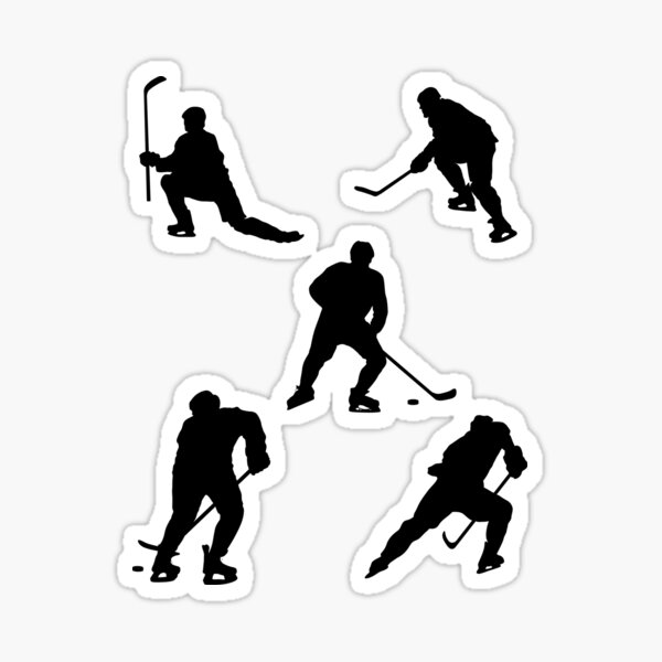 "5 Pack Sports Silhouette Wall Decals Hockey Player Wall Stickers