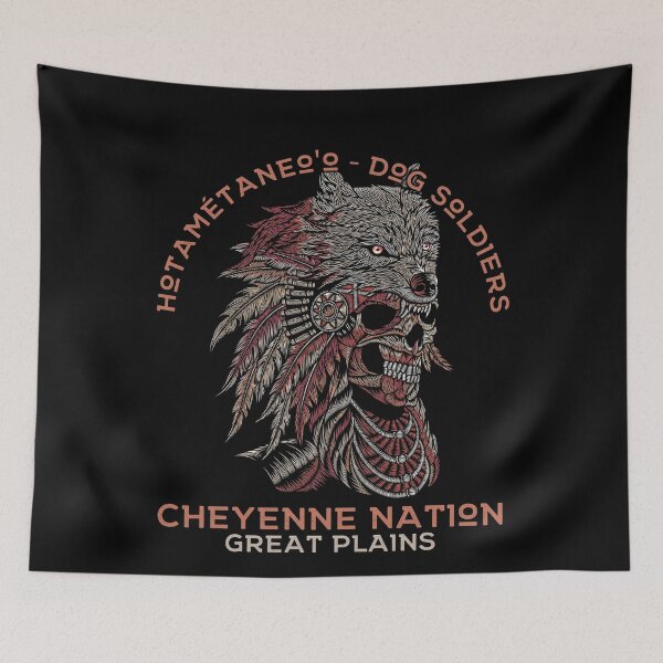 Item preview, Dog Soldiers, Cheyenne Nation, Skull and Wolf Headdress, Native American designed and sold by Proverbial Wisdom Design.