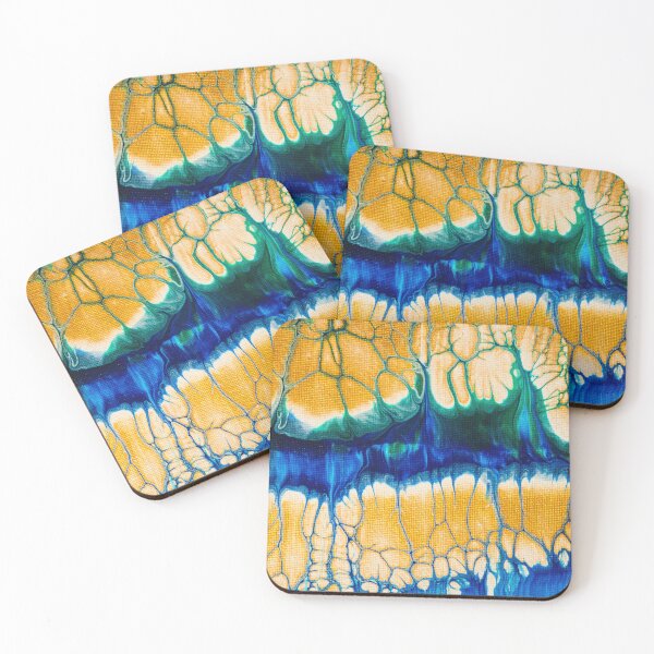 Item preview, Golden Islands 02 Pintura fluida acrílica Swipe Pour designed and sold by mhfoto.