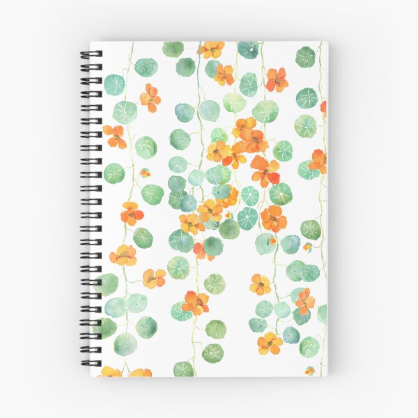 Artikelvorschau, Orange Kapuzinerkresse Blüten und Blätter Aquarell entworfen und verkauft von SelenePaintings .