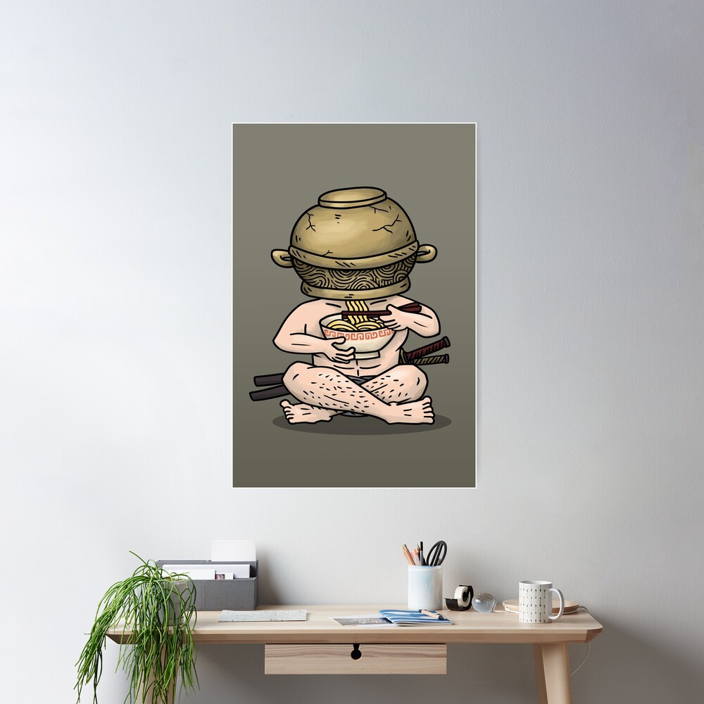 LET ME SOLO HER Jar Head Warrior Eating Ramen  Poster for Sale by  Lakisha's Design