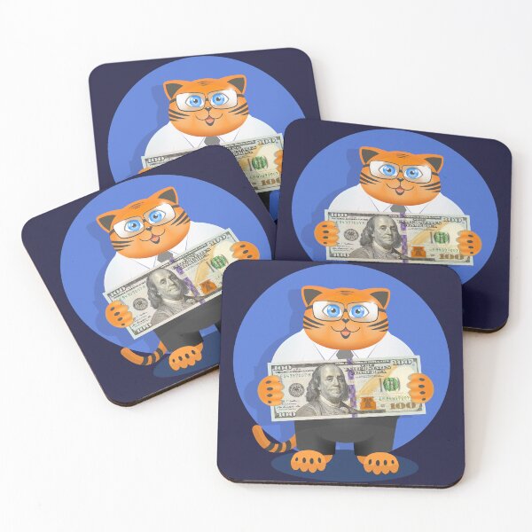 Item preview, Cartoon funny fat smiling cute ginger cat businessman with 100 US dollars banknote designed and sold by GAleksS.