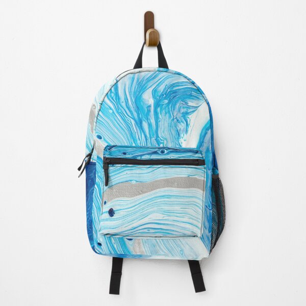 Item preview, Abstract Acrylic Fluid Painting Blue White Silver designed and sold by mhfoto.