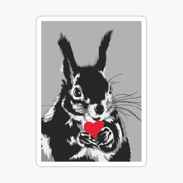 Portrait écureuil N&B - Print Sticker