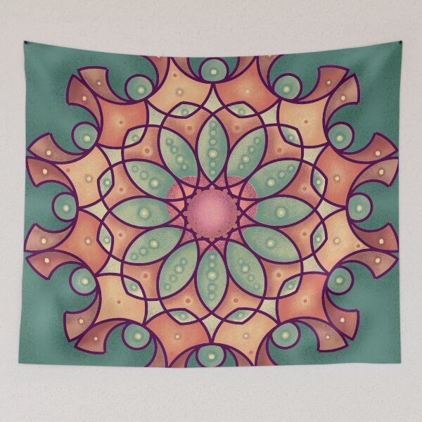 Item preview, Mandala Flower pattern with green and orange designed and sold by TinaMalajmare.