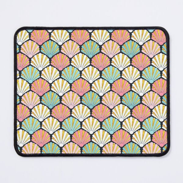 Item preview, seashell Coral , blush pink and mint seashell art deco pattern designed and sold by MagentaRose.