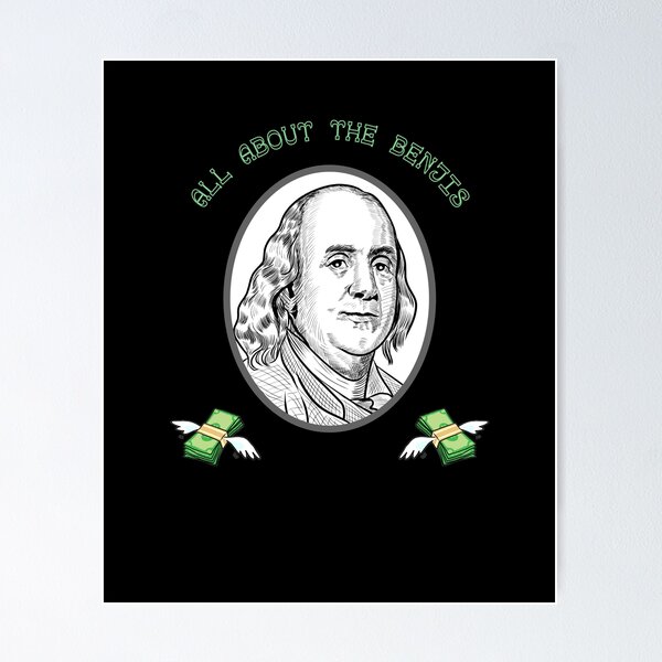 Benjamin Franklin smiling on 100 dollar banknote for design