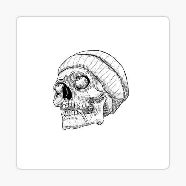 Punk Skull Line Art Sticker