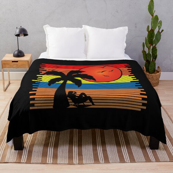 Artikelvorschau, Retro Vintager Sonnenuntergang mit Palme-Strandrand-Schattenbild - Sonnenuntergang entworfen und verkauft von vinailionel.