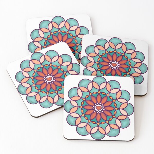 Item preview, Mandala heart Flower pattern with green turquoise and orange designed and sold by TinaMalajmare.