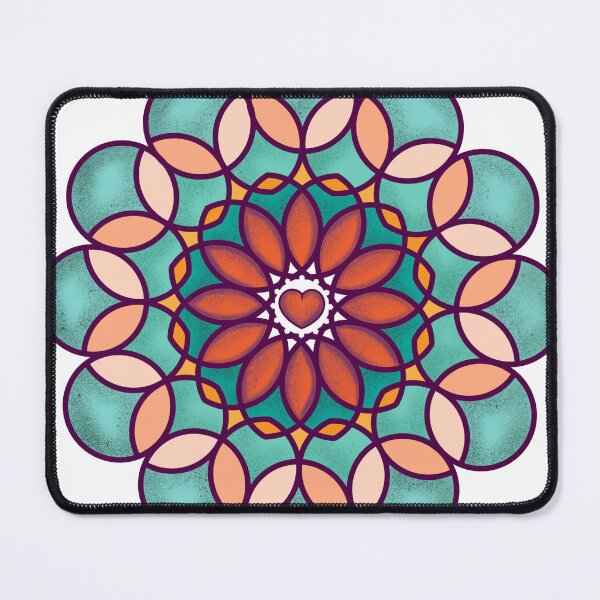 Item preview, Mandala heart Flower pattern with green turquoise and orange designed and sold by TinaMalajmare.