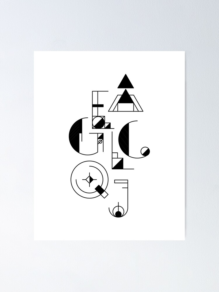 Sticker Geometric bold poster letters font, hand drawn lines