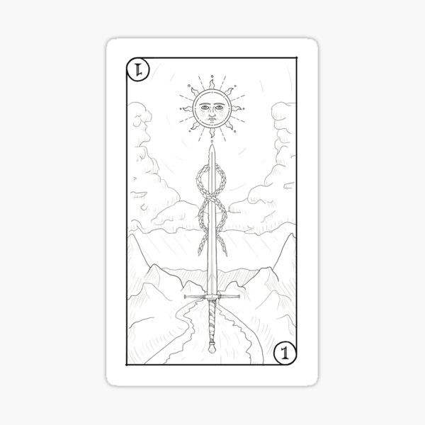 Ace of Swords Line Art Sticker