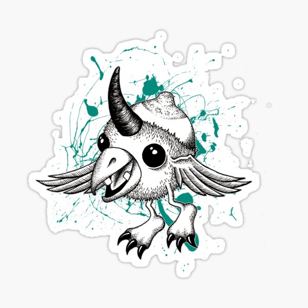 Item preview, Funny Flying Boob Monster breatfeeding mom humor ink illustration designed and sold by RedFinchDesigns.