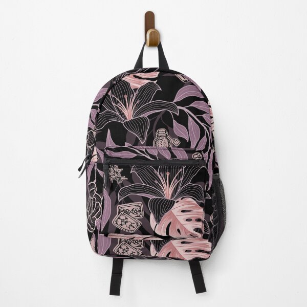 Item preview, Pink, Purple, and Black Witchy tiki tropical goth floral pattern designed and sold by RedFinchDesigns.