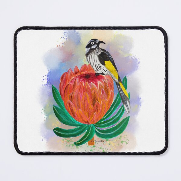Item preview, New Holand Honeyeater on Protea designed and sold by Geebizart.