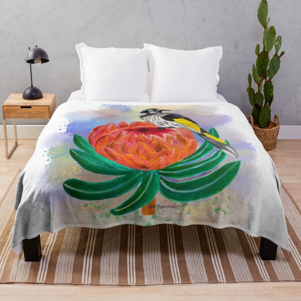 Item preview, New Holand Honeyeater on Protea designed and sold by Geebizart.