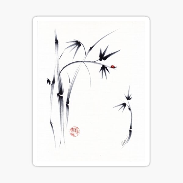 Lovely Day - Sumie ink brush pen painting Sticker