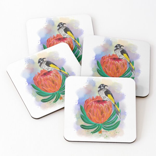 Item preview, New Holand Honeyeater on Protea designed and sold by Geebizart.