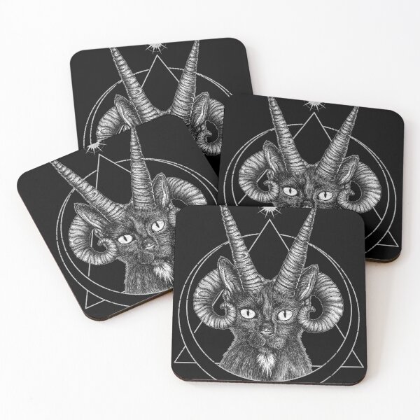 Artikelvorschau, Okkulte Horned Demon Cat Tintenillustration entworfen und verkauft von RedFinchDesigns.