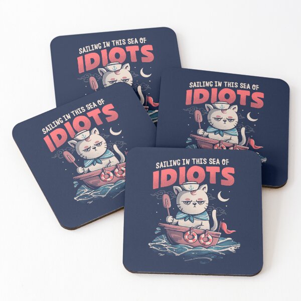 Item preview, Sailing in this Sea of Idiots - Angry Funny Sailor Cat Gift designed and sold by EduEly.