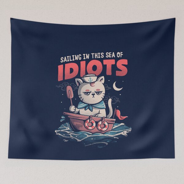 Item preview, Sailing in this Sea of Idiots - Angry Funny Sailor Cat Gift designed and sold by EduEly.