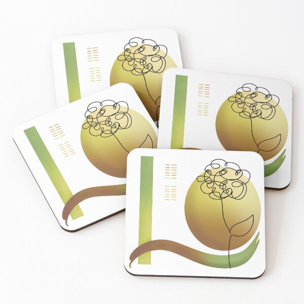 Item preview, Green and brown flower line art designed and sold by MoTekent.